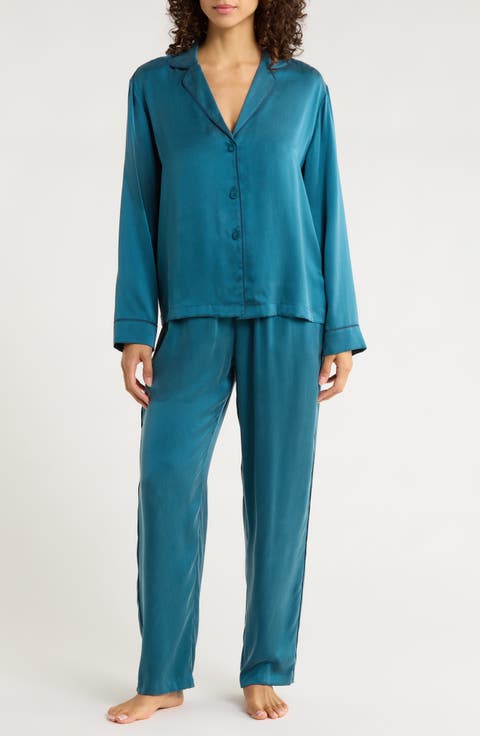 Piped Washable Silk Pajamas