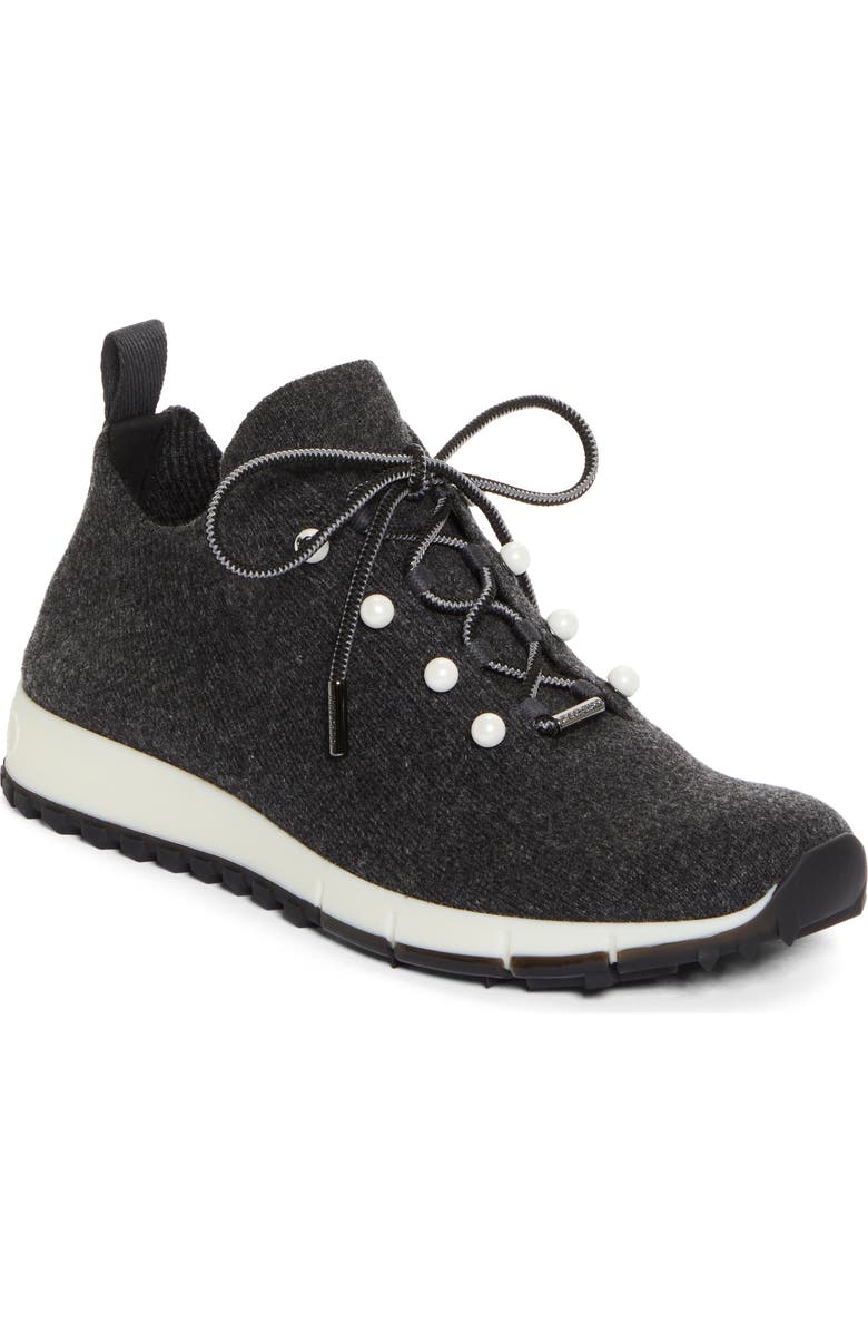 Jimmy Choo Veles Imitation Pearl Knit Sneaker, Main, color, Black Mix