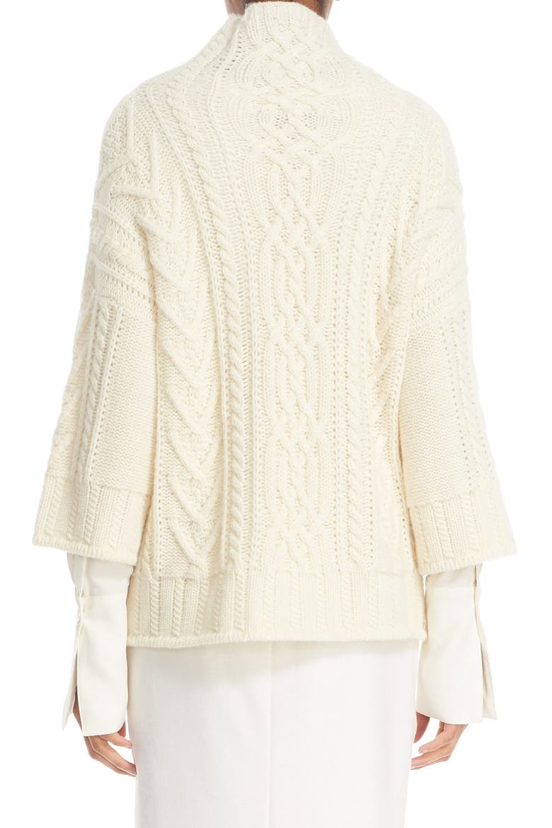 'Ercole' Cable Knit Wool & Cashmere Sweater, Alternate, color, WHITE