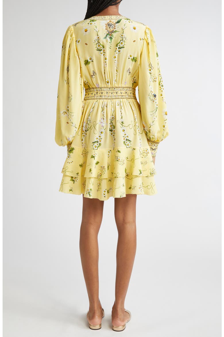 Daisy Chains Button Front Long Sleeve Silk Minidress, Alternate, color, DAISY CHAINS