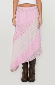 Princess Polly Rennar Mixed Print Asymmetric Skirt