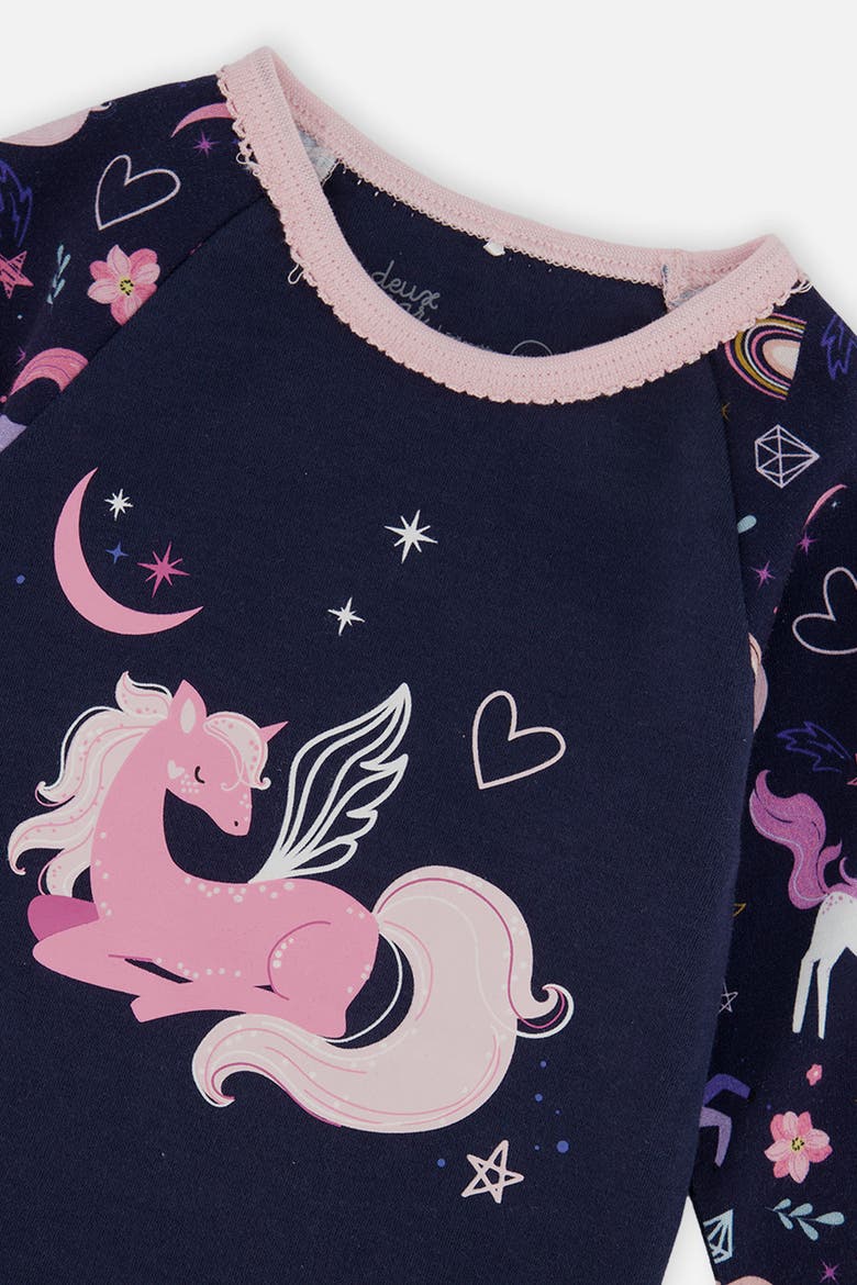 Unicorn Organic Cotton Top Pants Two Piece Pajama Set, Alternate, color, Purple Unicorn Print
