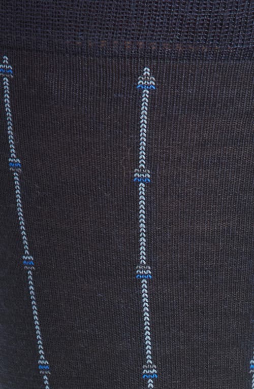 Pantherella Botolph Vertical Mini Box Stripe Wool Bland Dress Socks In Blue