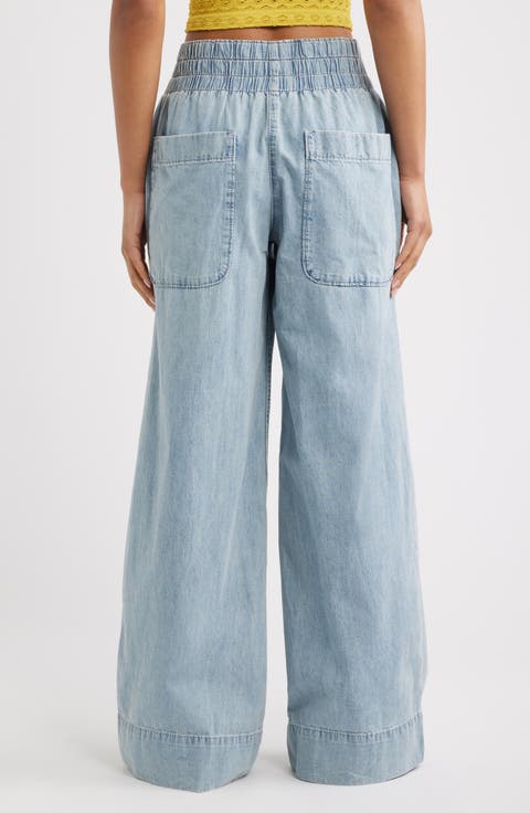 Breezy Pull-On Wide Leg Jeans (Dusk)