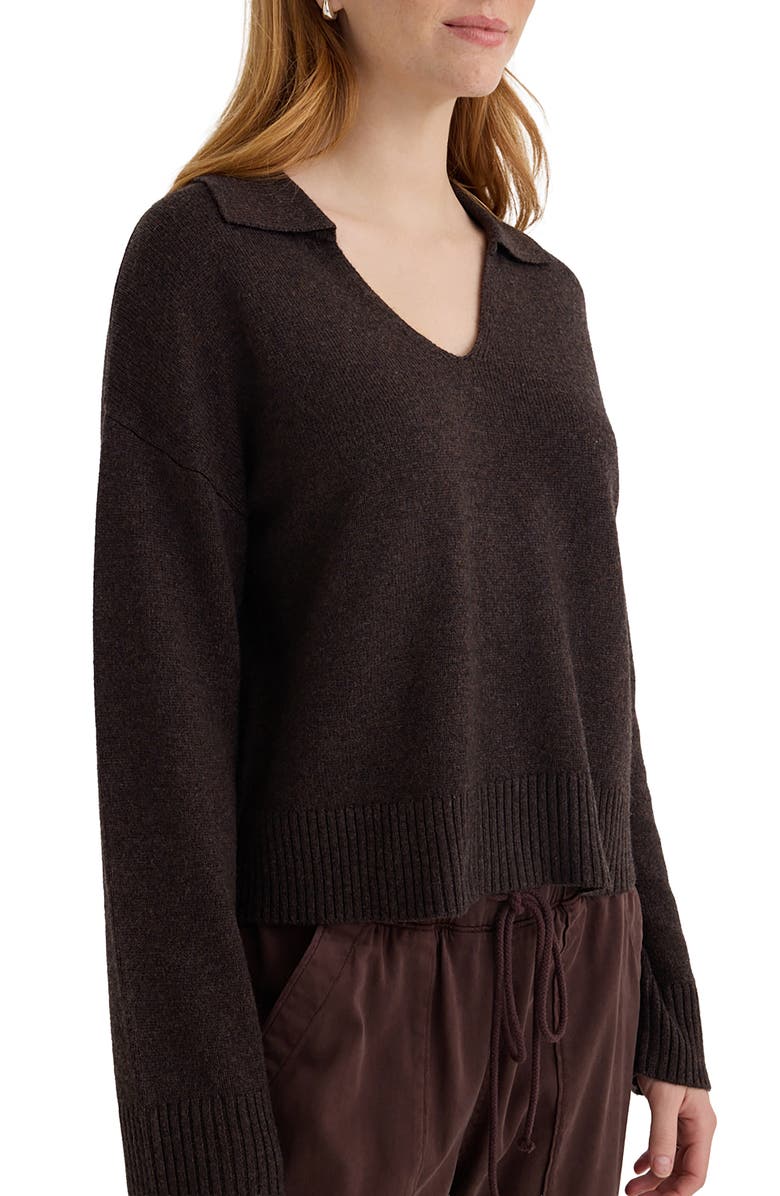 Bella Dahl Johnny Collar Pullover Sweater, Alternate, color, Heather Brown