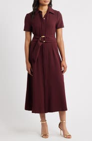 Julia Jordan Belted Midi Shirtdress