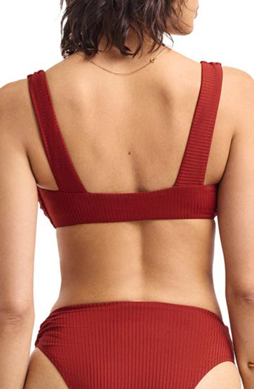 Vitamin A ® Skylar Ring Detail Rib Bikini Top In Red