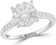 EFFY Sterling Silver Diamond Halo Ring
