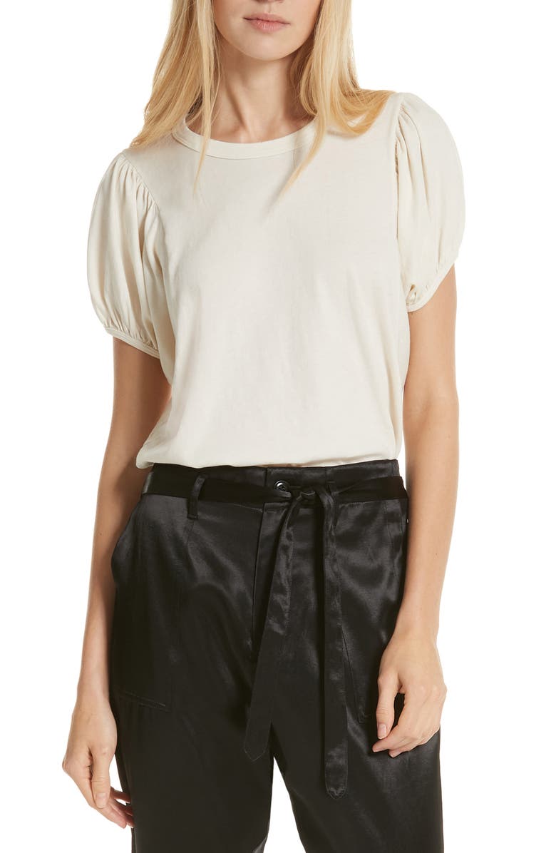 THE GREAT. The Puff Sleeve Tee, Main, color,