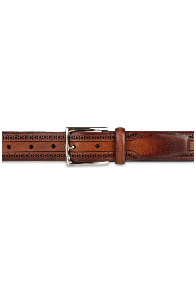 Brogue Leather Belt, Alternate, color, TAN