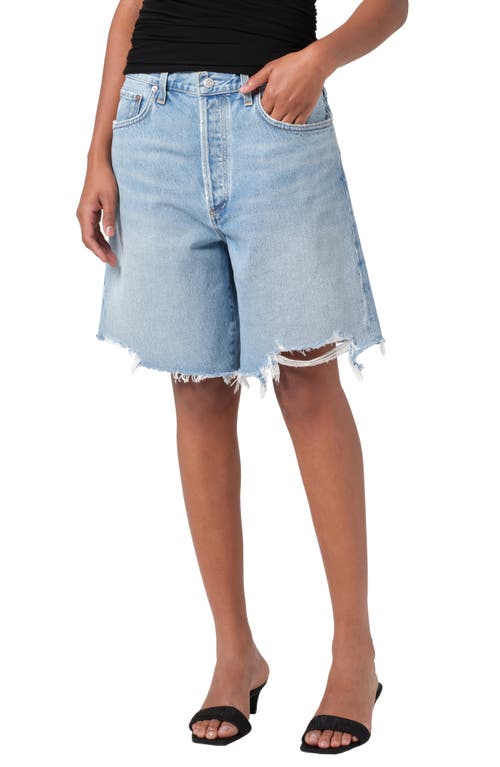 Agolde Indra Denim Knee Shorts In Force