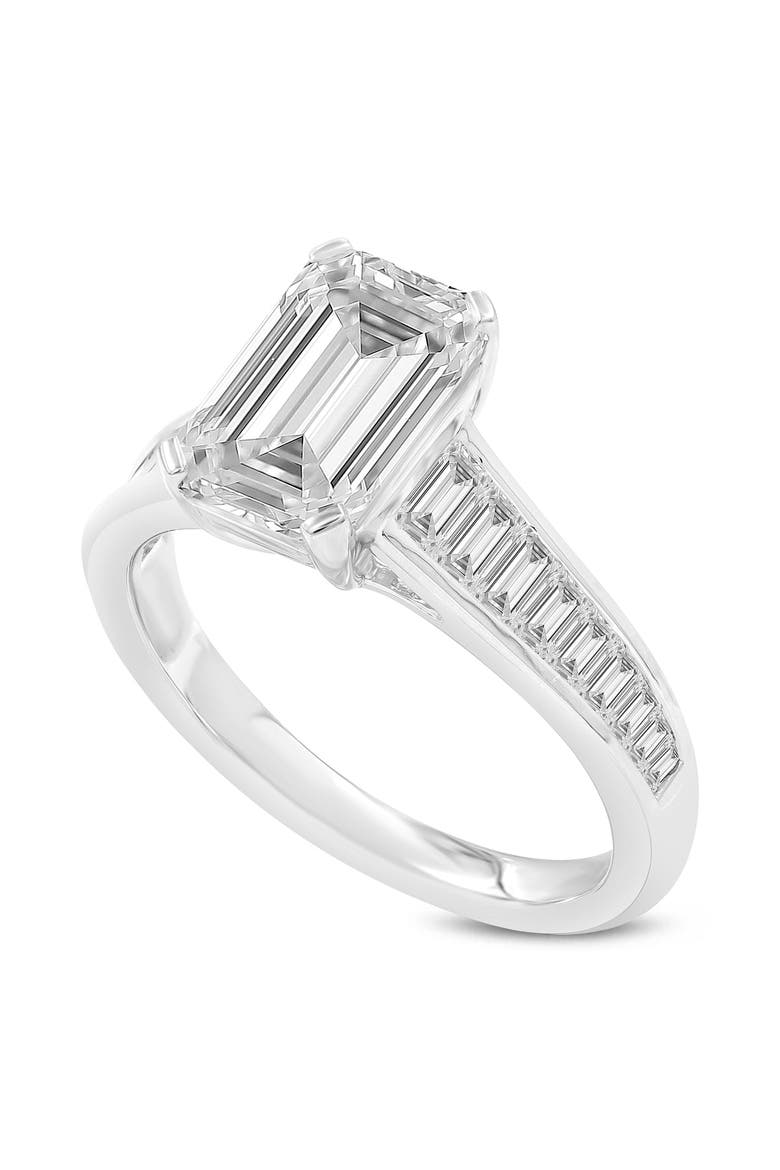 Eris 14K Gold Emerald Lab Grown Diamond Engagement Ring - 3.2 Ct, Main, color, 14K White Gold