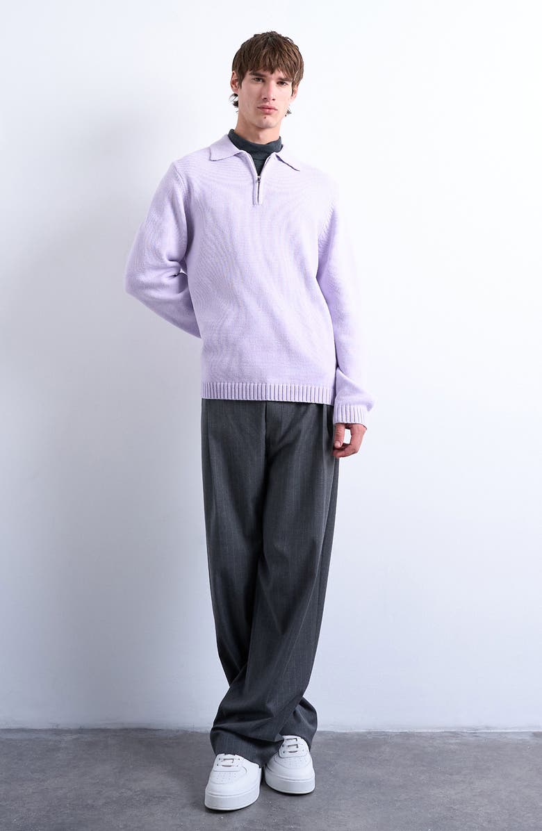Topman Half-Zip Polo Sweater, Alternate, color, Lilac