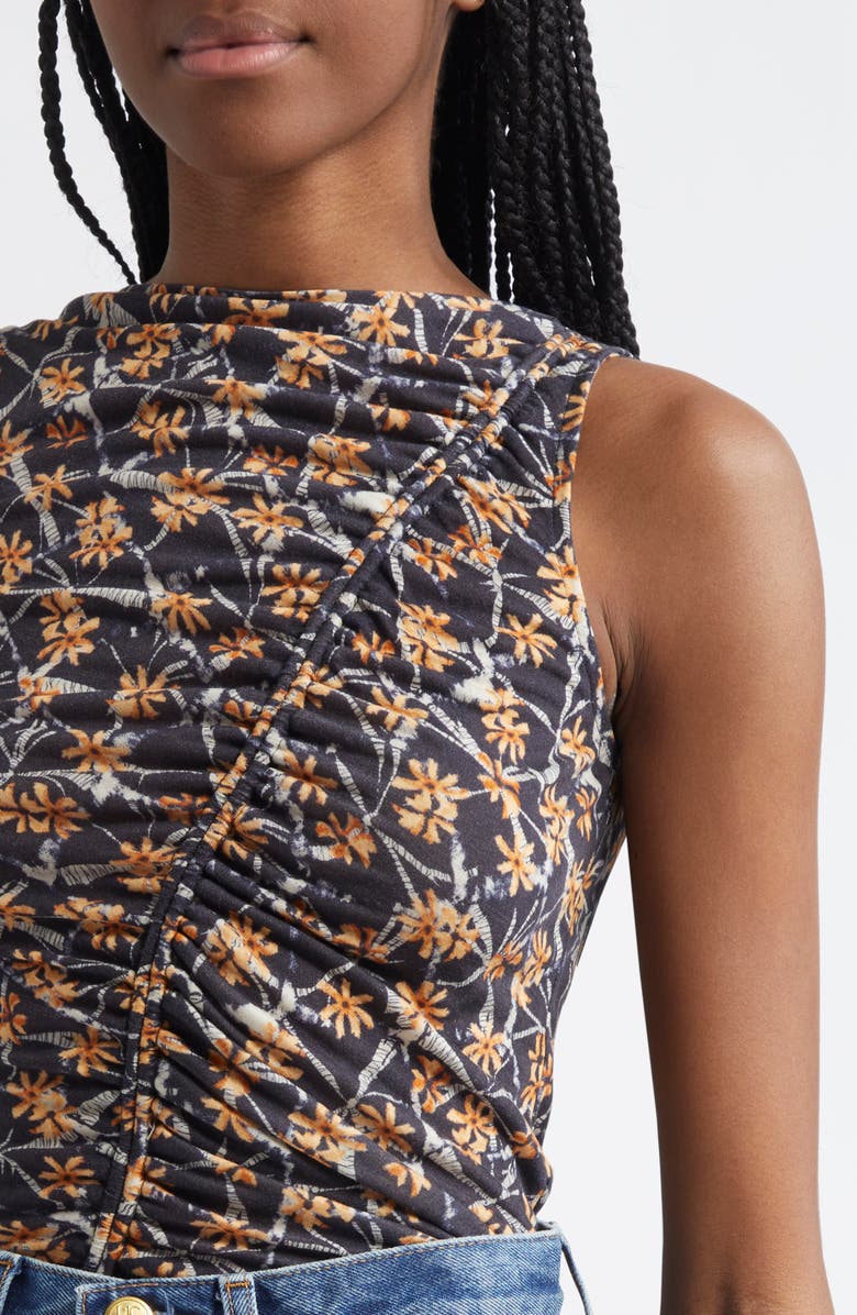 Ulla Johnson Medea Floral Ruched Sleeveless Top, Alternate, color, Aura
