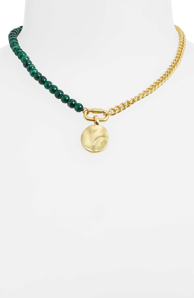 Madewell Malachite Half and Half Carabiner Chain Necklace, Alternate, color, 