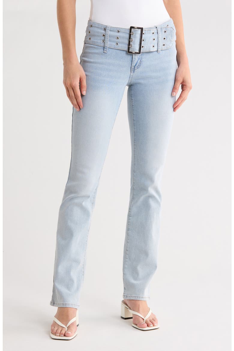 Belted Bootcut Jeans, Main, color, LIGHT WASH