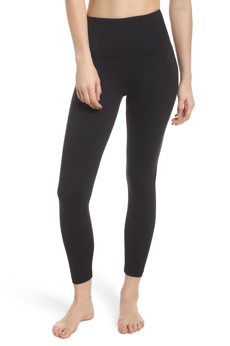 Lightweight High Waist Midi Leggings, Main, color, BLACK