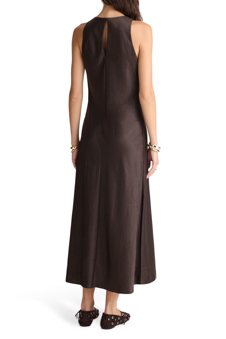 Sleeveless Satin Midi Dress, Alternate, color, BLACK WALNUT