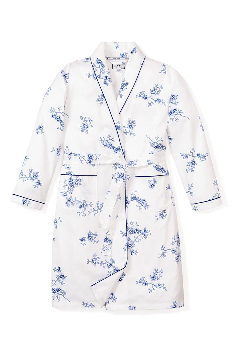 Petite Plume Kids' Indigo Floral Robe, Alternate, color, White