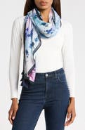 BCBG Floral Print Square Tassel Scarf