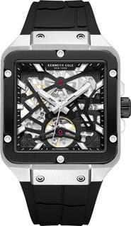 Kenneth Cole New York Automatic Silicone Strap Watch, 41.5mm