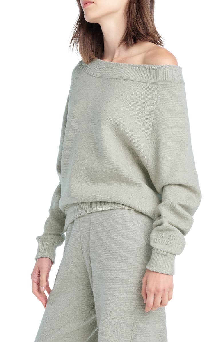 Favorite Daughter The Staying In One-Shoulder Cotton & Cashmere Pullover, Alternate, color,