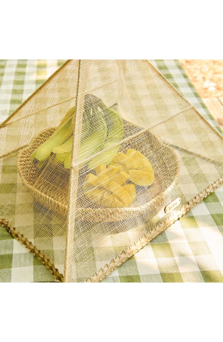 Kubo Buri Abaca Foldable Food Cover with Palm Leaf Trim, Alternate, color, Natural