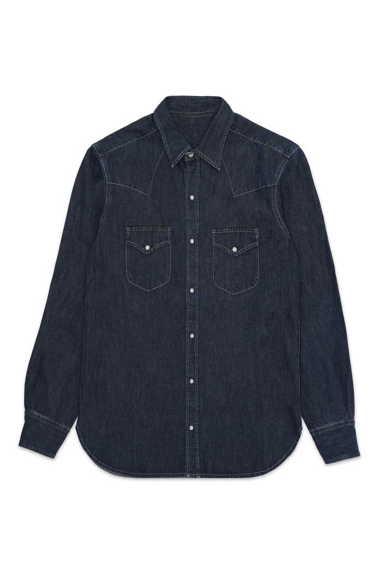Texj Texan Bleach Wash Denim Shirt, Main, color, Stone Wash