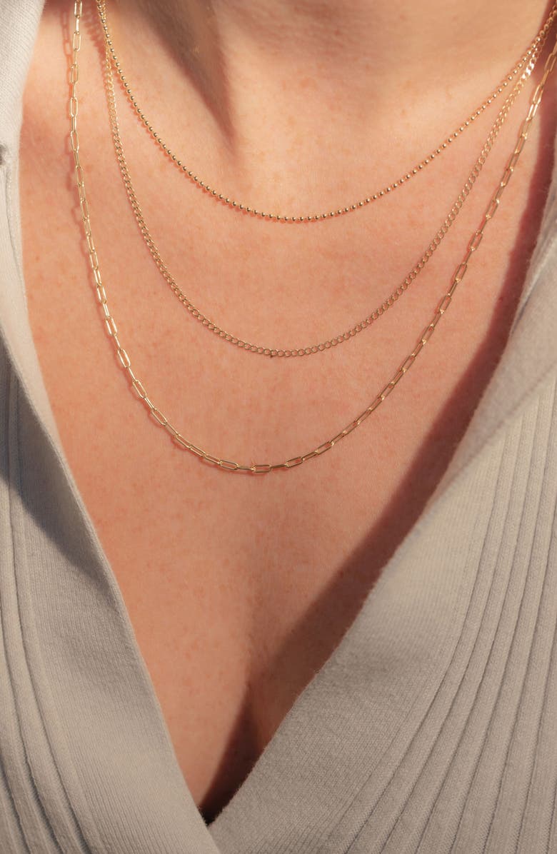 Argento Vivo Sterling Silver Three-Row Layered Chain Necklace, Alternate, color, Gold