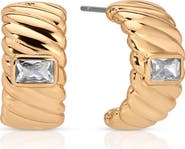 Ettika Baguette Crystal Hoop Earrings