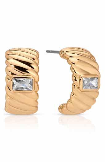 Baguette Crystal Hoop Earrings