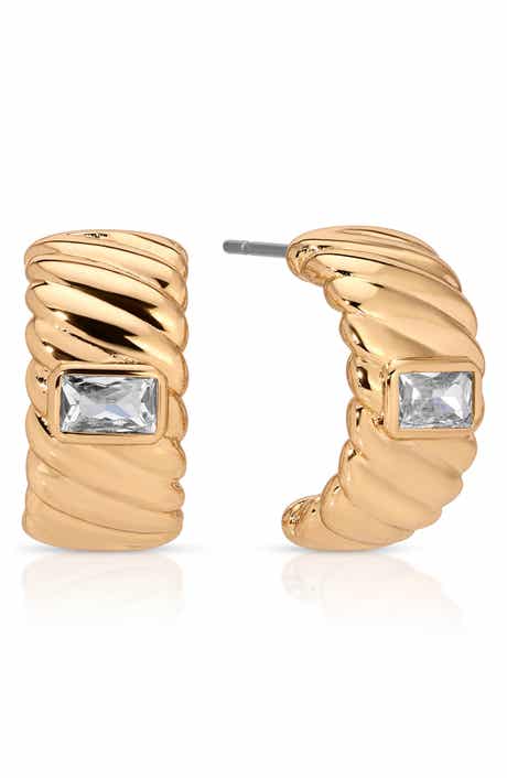 Ettika Baguette Crystal Hoop Earrings