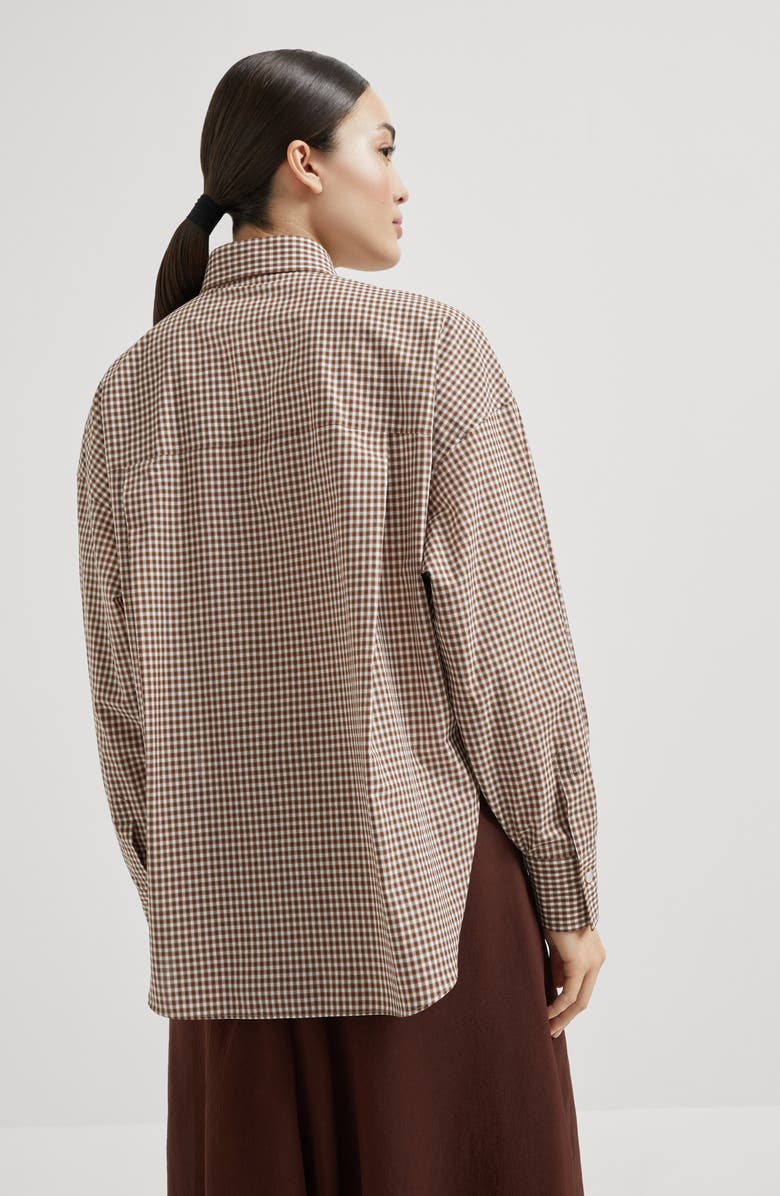 Brunello Cucinelli Checked poplin shirt, Alternate, color, Brown