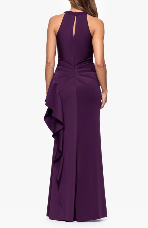 Xscape Evenings Ruffle Scuba Knit Gown In Multi