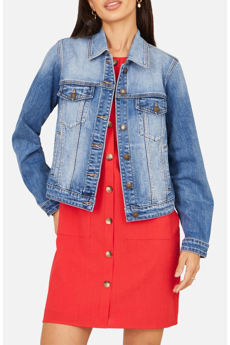 Stretch Washed Denim Jacket, Alternate, color, Blue