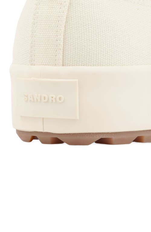 Sandro Low-top Split Leather Trainers In Off-white