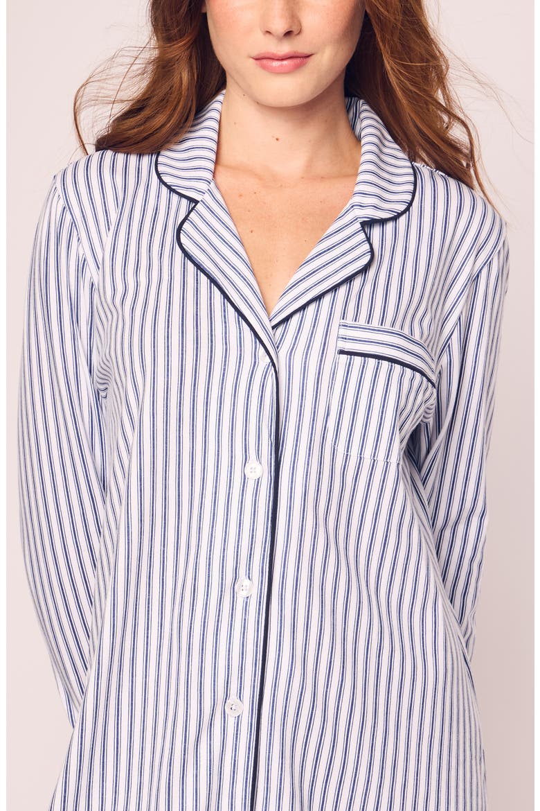 Pink Stripe Cotton Nightshirt, Alternate, color, NAVY
