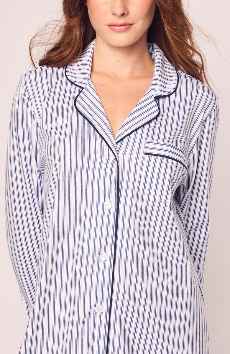 Petite Plume Pink Stripe Cotton Nightshirt, Alternate, color, Navy