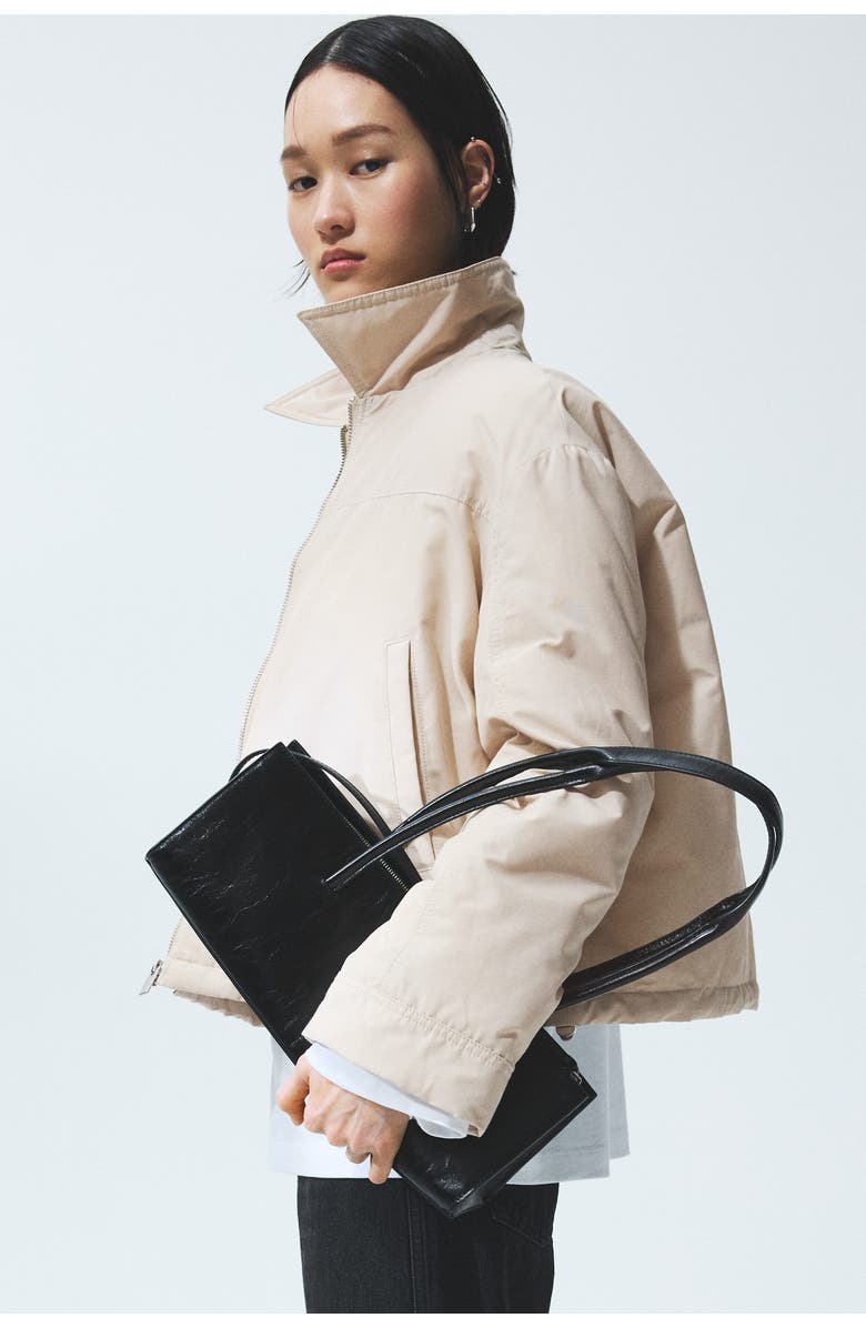 H&M Padded Bomber Jacket, Alternate, color, Light Beige