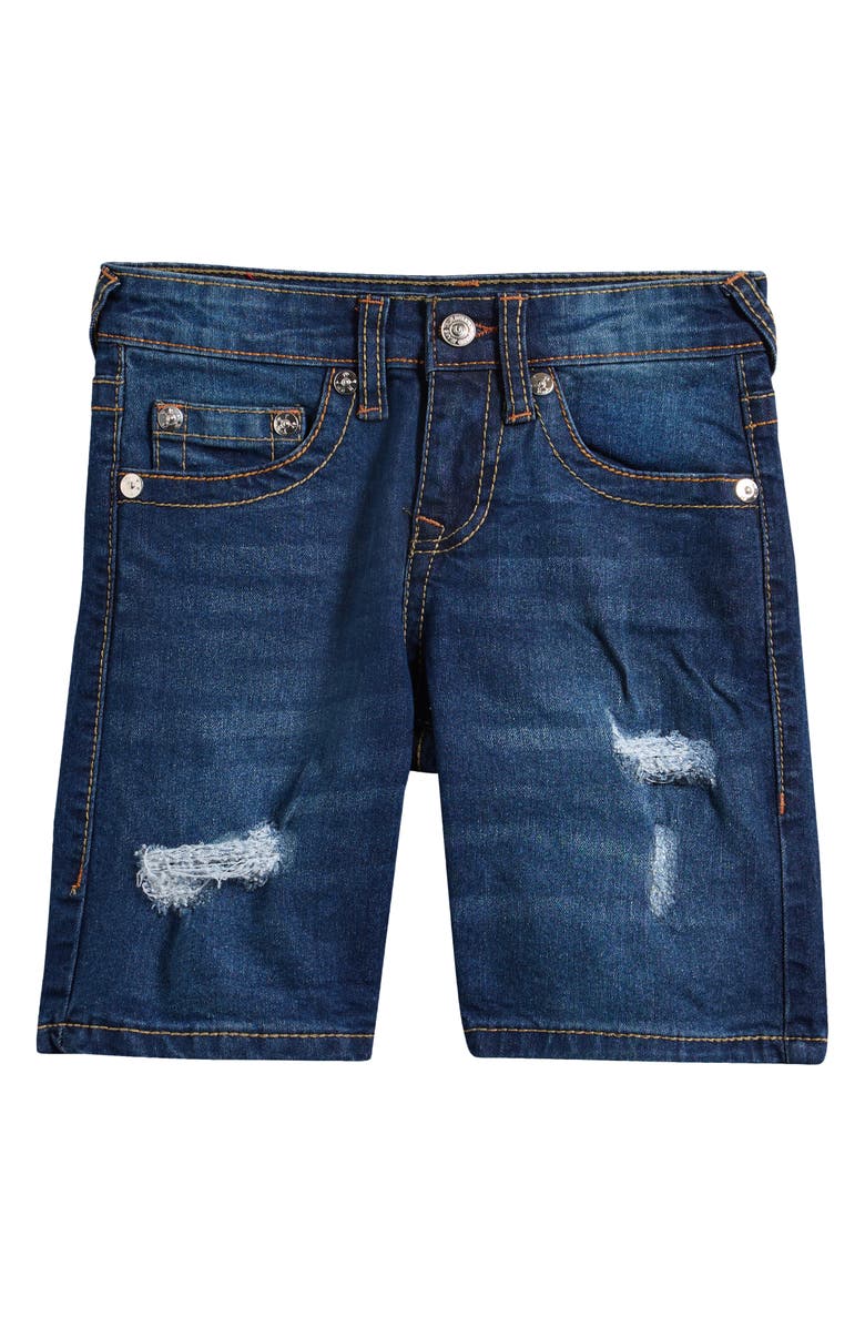 True Religion Kids' Distressed Denim Shorts, Main, color,