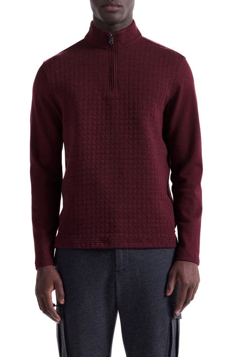 Waffle Quarter Zip Cotton Blend Pullover