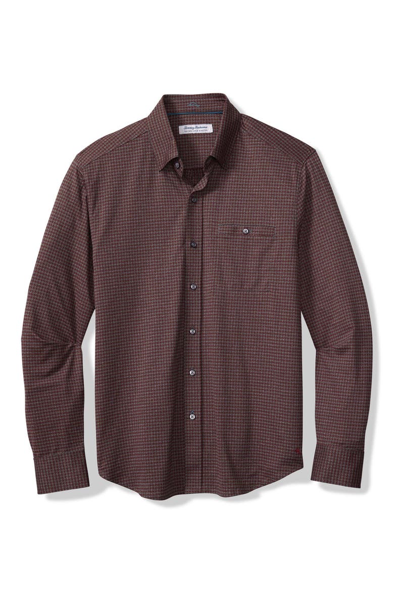 San Sebastian Microcheck IslandZone® Button-Up Shirt, Main, color, PINOT NOIR