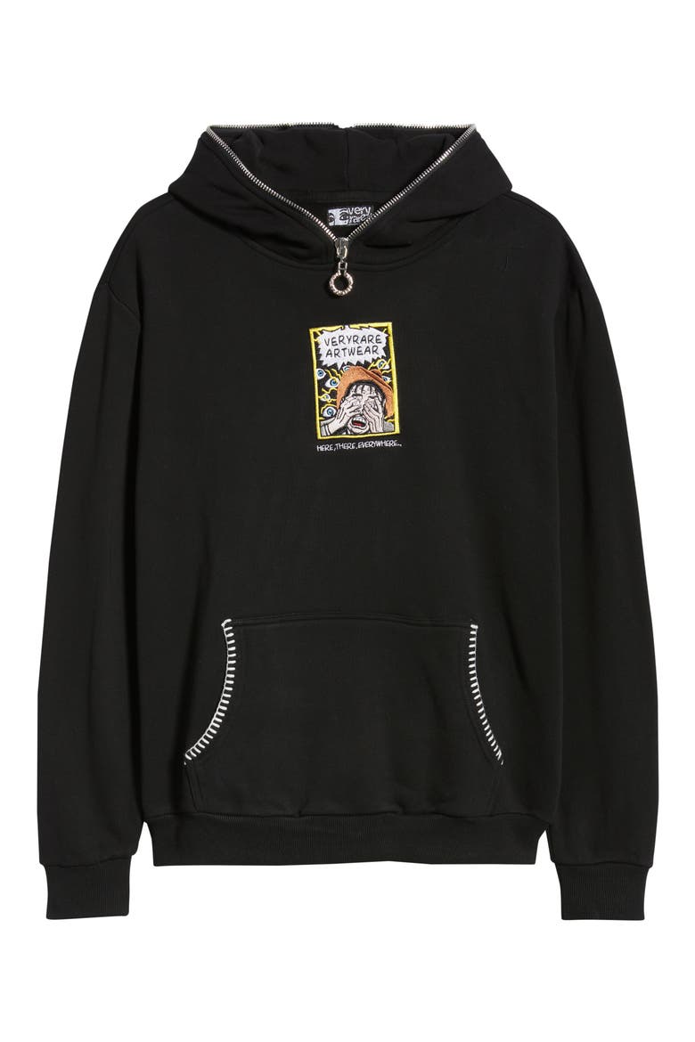 Cowboy Eyes Embroidered Hoodie, Main, color, BLACK