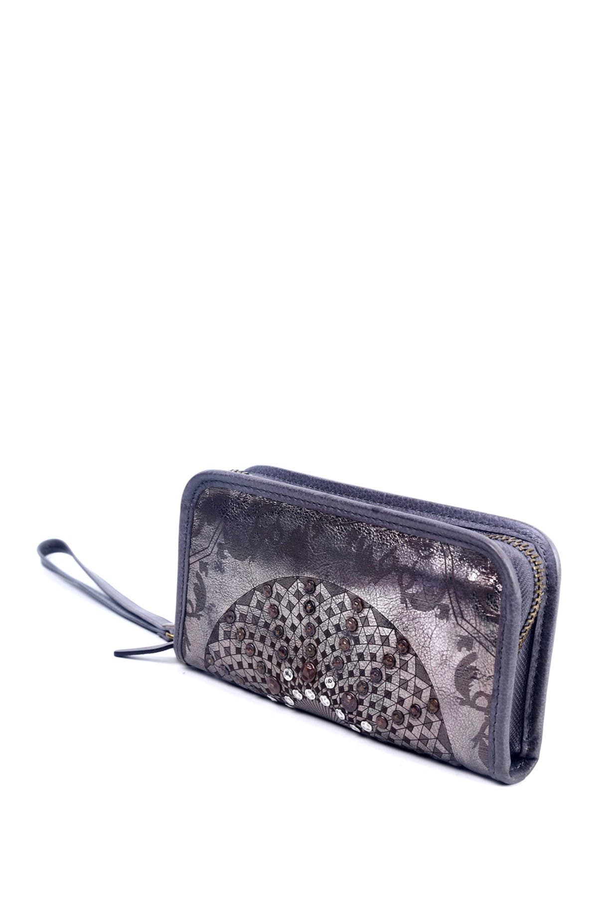 Mola Leather Clutch, Alternate, color, SILVER METALLIC