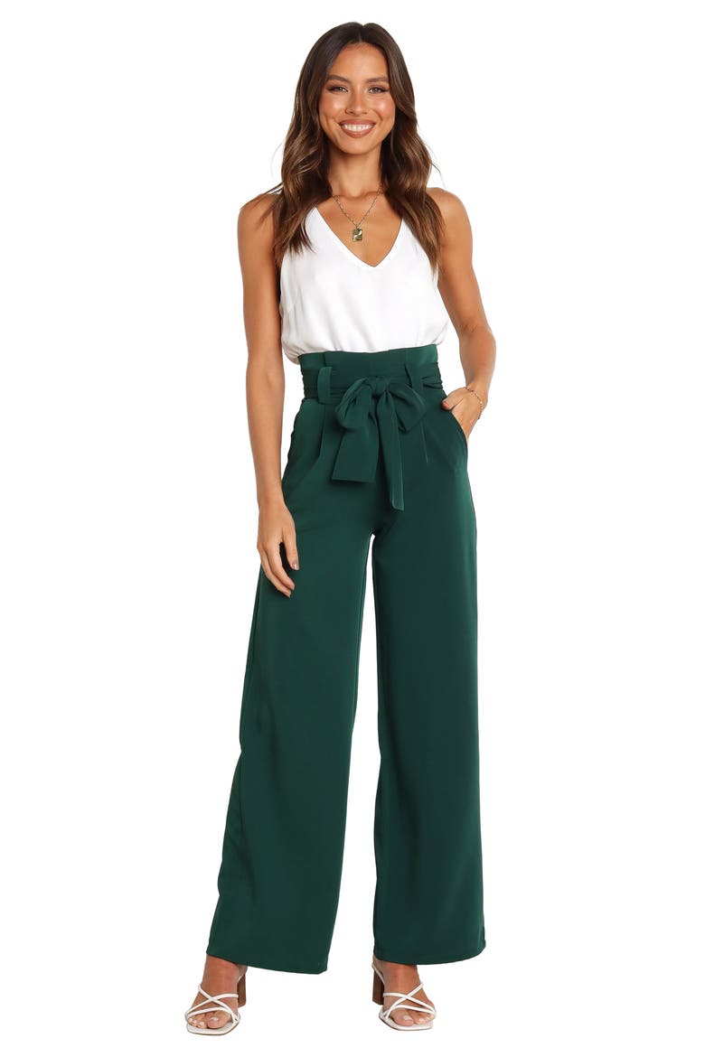 Kieran Tie Waist Wide Leg Pants, Alternate, color, EMERALD GREEN