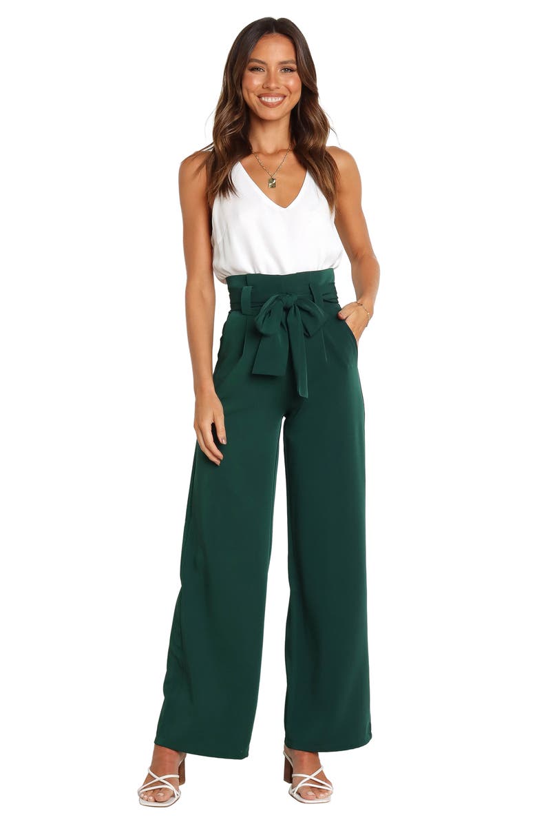 Petal 
Pup Kieran Tie Waist Wide Leg Pants, Alternate, color, Emerald Green