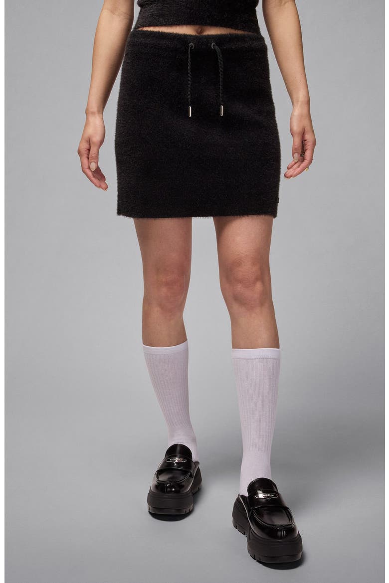 Air Drawstring Waist Sweater Skirt, Main, color, BLACK/ DARK SMOKE GREY/ BLACK