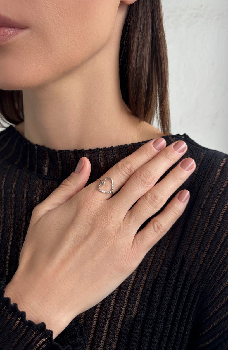 Adornia Hammered Open Heart Pendant Necklace, Alternate, color, 