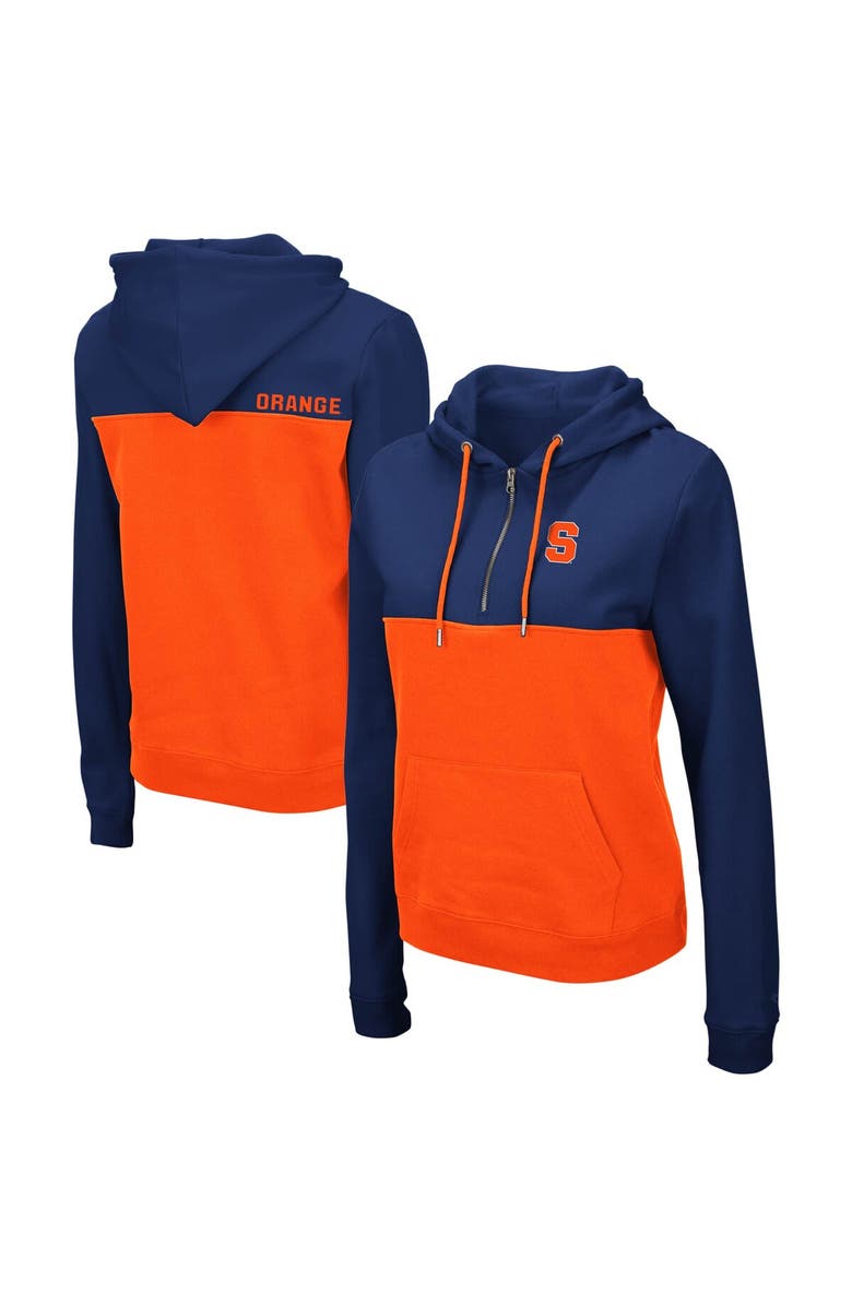 COLOSSEUM Women's Colosseum Navy/Orange Syracuse Orange Aidan Lightweight Half-Zip Hoodie, Main, color, Navy