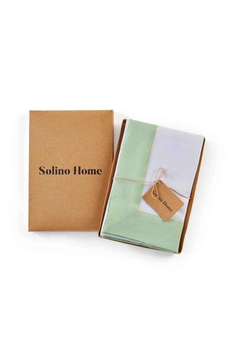 Solino Home Linen Dinner Napkins - Contempo, 20" x 20" Inch, Alternate, color, Light Green And White